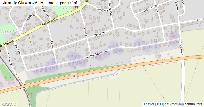 Jarmily Glazarové - mapa podnikání