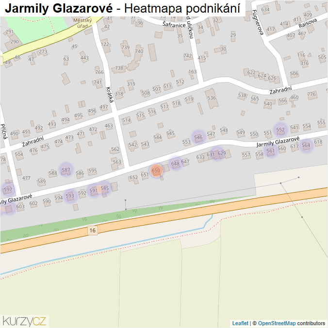Mapa Jarmily Glazarové - Firmy v ulici.