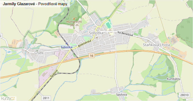 Jarmily Glazarové - záplavové mapy stoleté vody