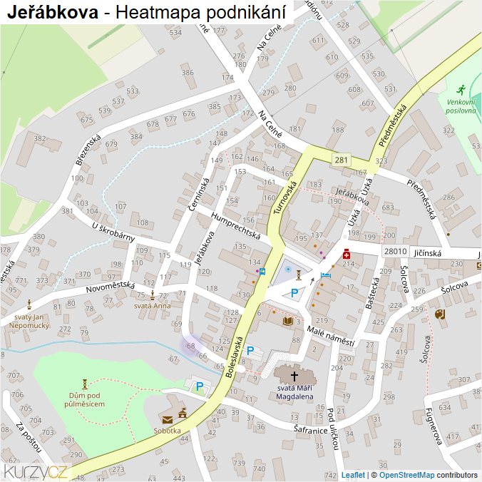 Mapa Jeřábkova - Firmy v ulici.