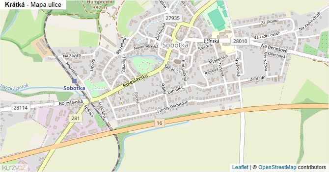 Krátká - mapa ulice