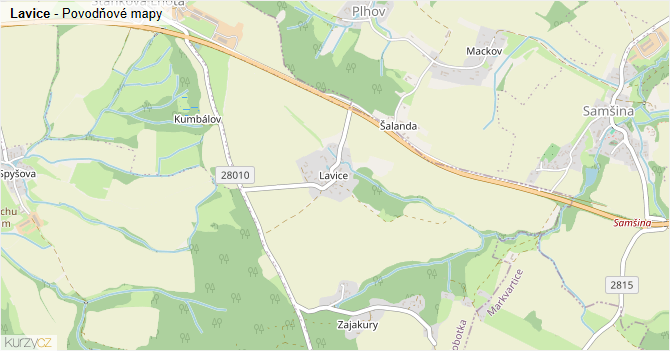 Lavice - záplavové mapy stoleté vody