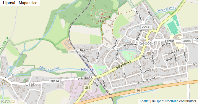 Lípová - mapa ulice