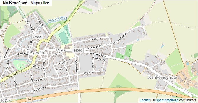 Na Benešově - mapa ulice