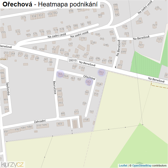 Mapa Ořechová - Firmy v ulici.