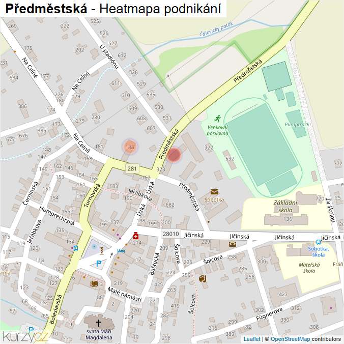 Mapa Předměstská - Firmy v ulici.