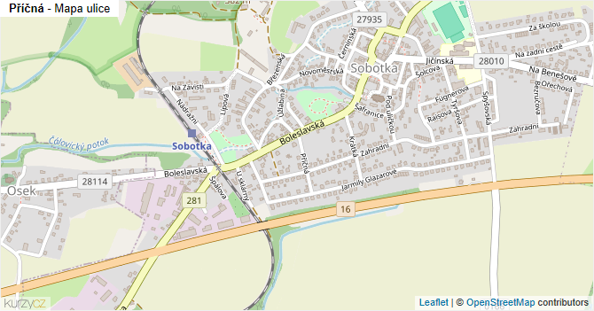 Příčná - mapa ulice