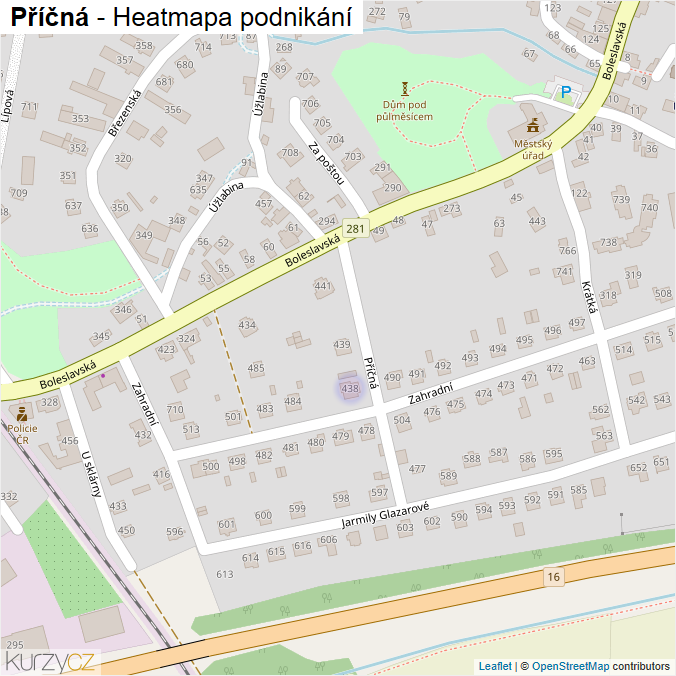 Mapa Příčná - Firmy v ulici.
