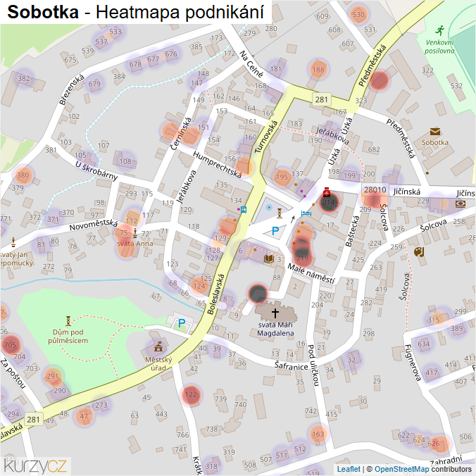 Mapa Sobotka - Firmy v části obce.