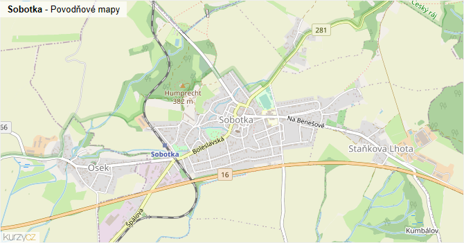 Sobotka - záplavové mapy stoleté vody