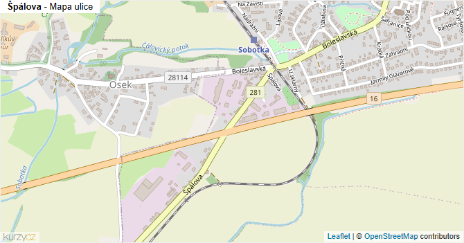 Špálova - mapa ulice