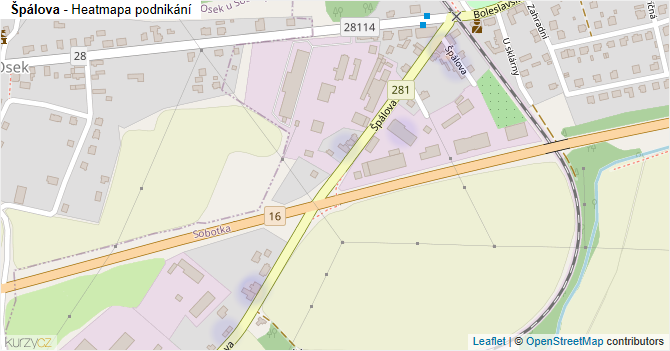 Špálova - mapa podnikání