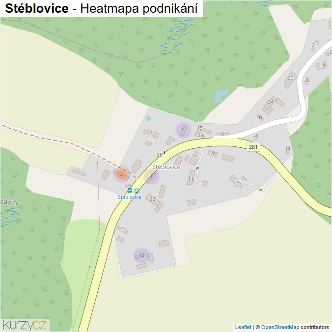 Mapa Stéblovice - Firmy v části obce.