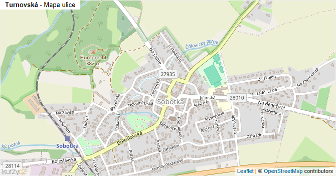 Turnovská - mapa ulice