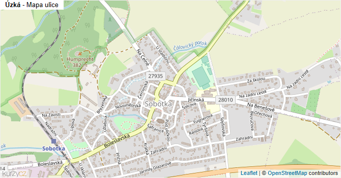 Úzká - mapa ulice