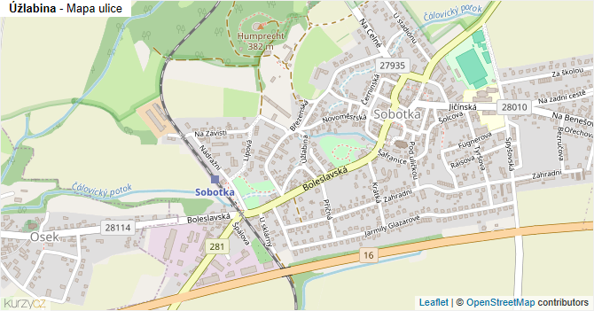 Úžlabina - mapa ulice