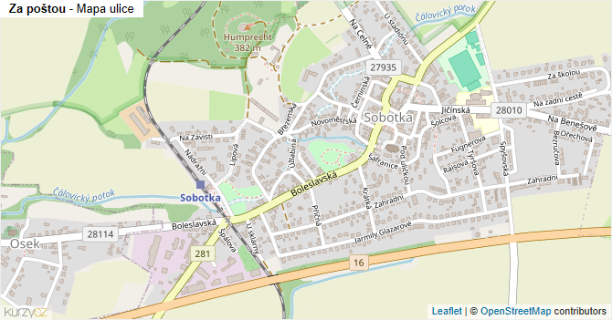 Za poštou - mapa ulice