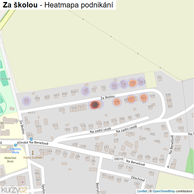 Mapa Za školou - Firmy v ulici.
