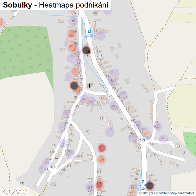 Mapa Sobůlky - Firmy v části obce.