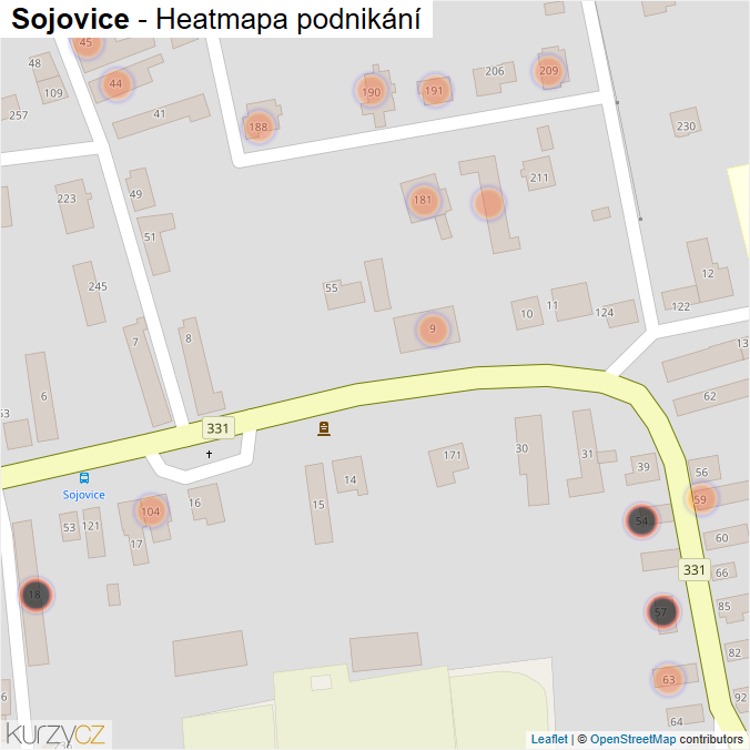 Mapa Sojovice - Firmy v obci.
