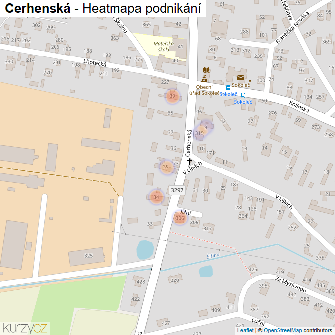 Mapa Cerhenská - Firmy v ulici.
