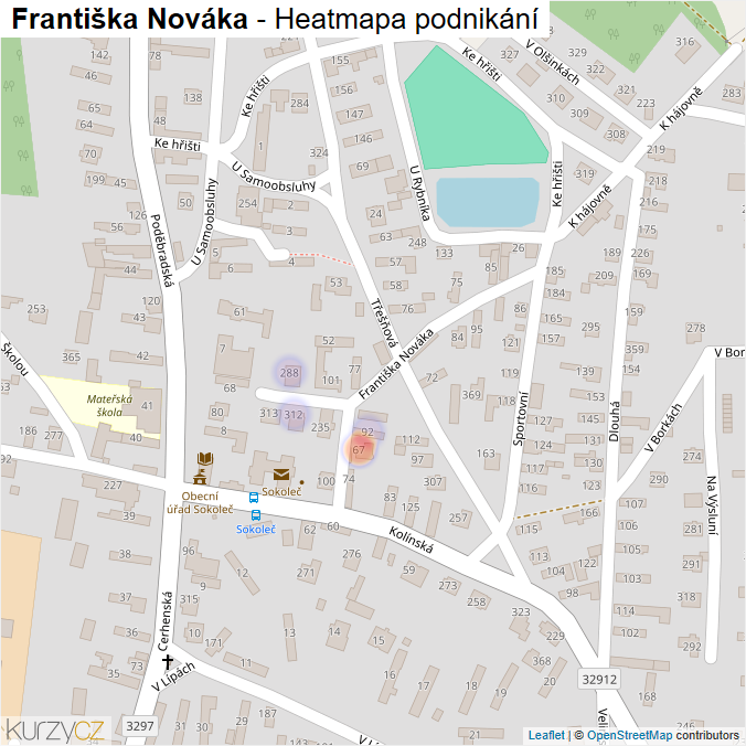 Mapa Františka Nováka - Firmy v ulici.