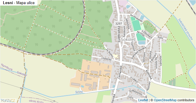Lesní - mapa ulice