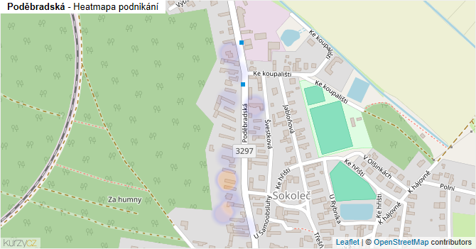 Poděbradská - mapa podnikání