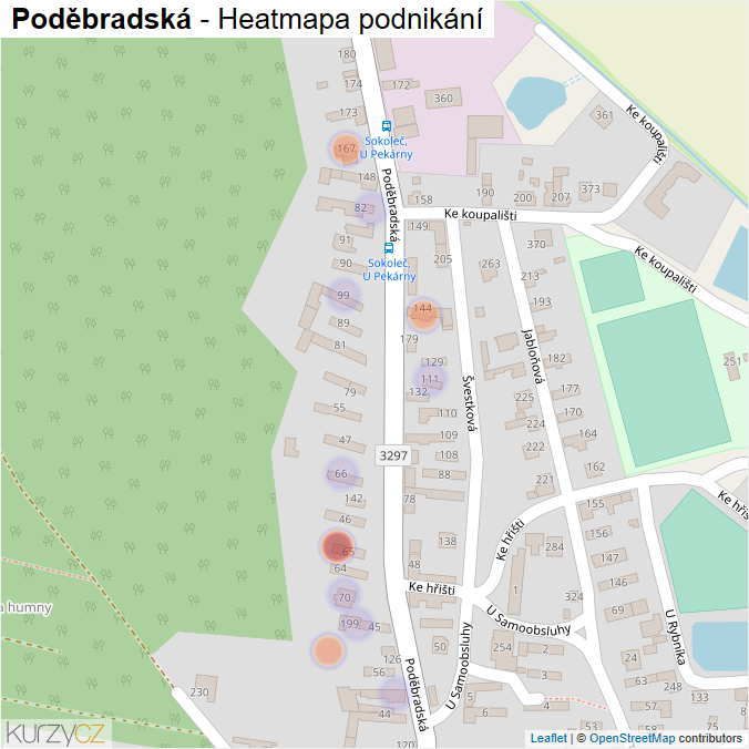 Mapa Poděbradská - Firmy v ulici.
