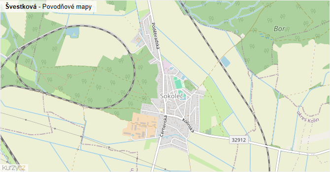 Švestková - záplavové mapy stoleté vody