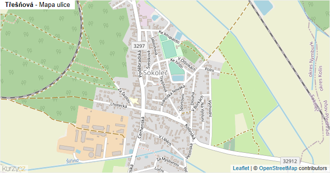 Třešňová - mapa ulice