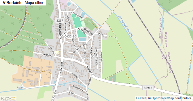 V Borkách - mapa ulice