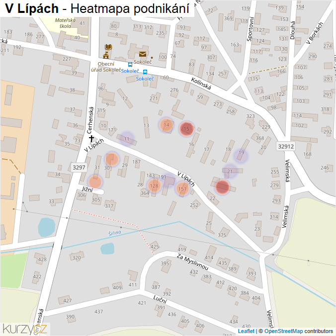 Mapa V Lípách - Firmy v ulici.