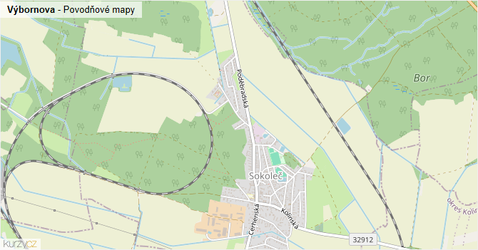 Výbornova - záplavové mapy stoleté vody