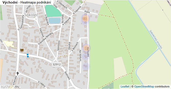 Východní - mapa podnikání