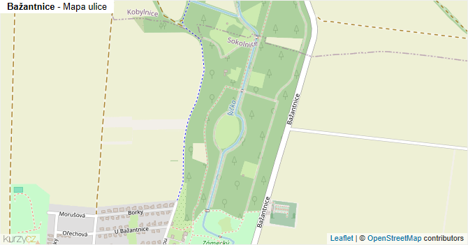 Bažantnice - mapa ulice