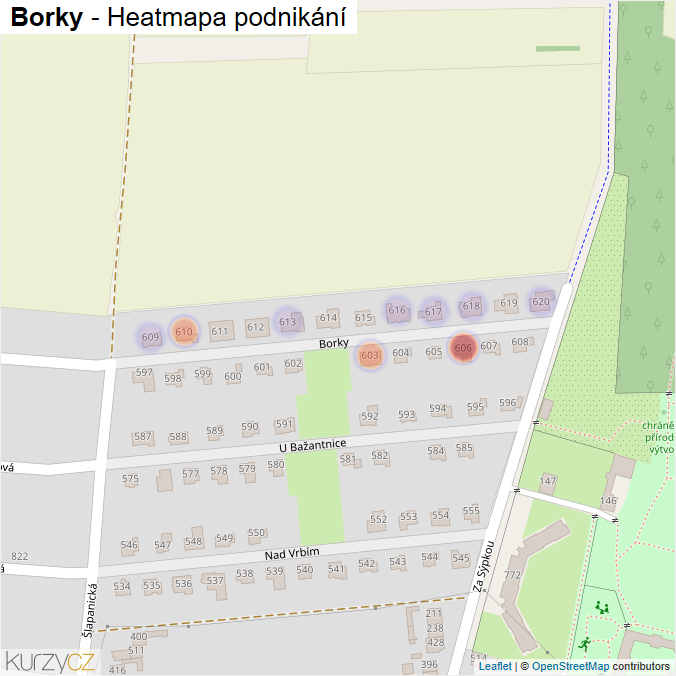 Mapa Borky - Firmy v ulici.