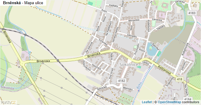 Brněnská - mapa ulice