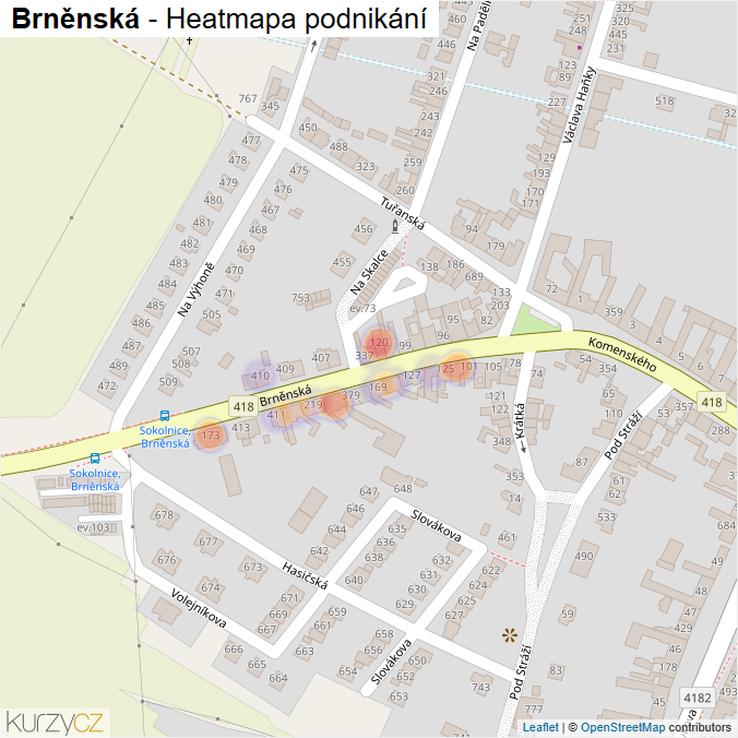 Mapa Brněnská - Firmy v ulici.
