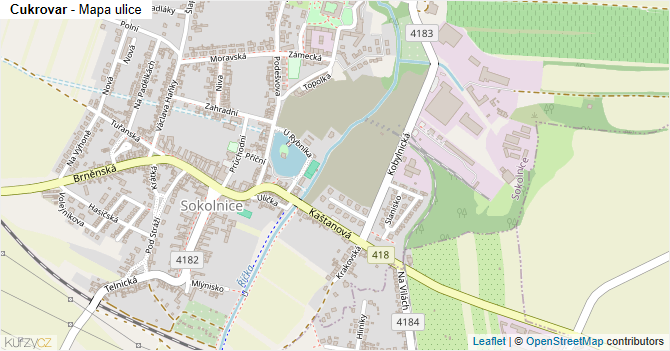 Cukrovar - mapa ulice