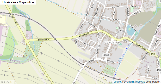 Hasičská - mapa ulice