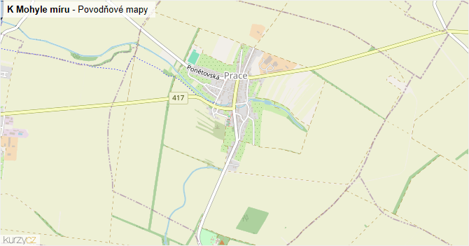 K Mohyle míru - záplavové mapy stoleté vody