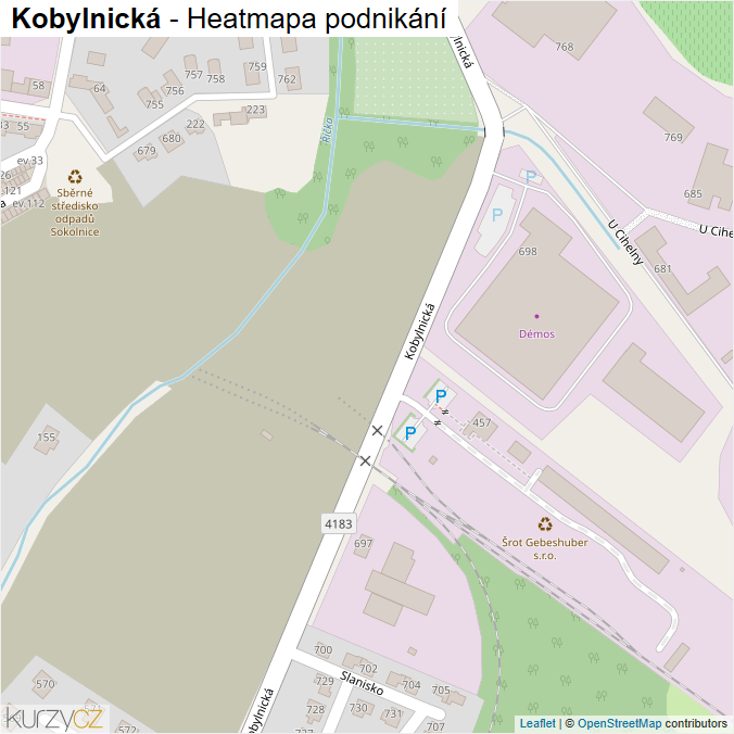 Mapa Kobylnická - Firmy v ulici.