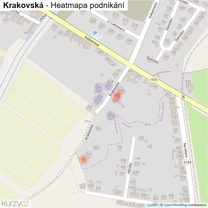 Mapa Krakovská - Firmy v ulici.