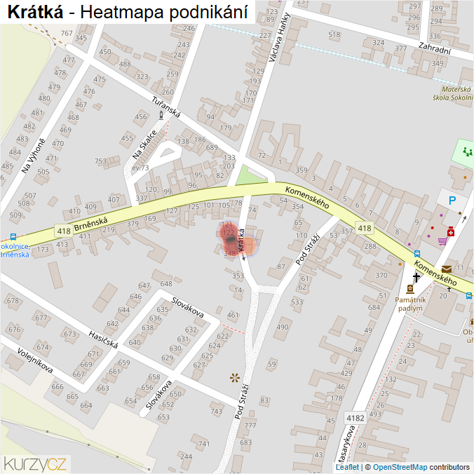 Mapa Krátká - Firmy v ulici.