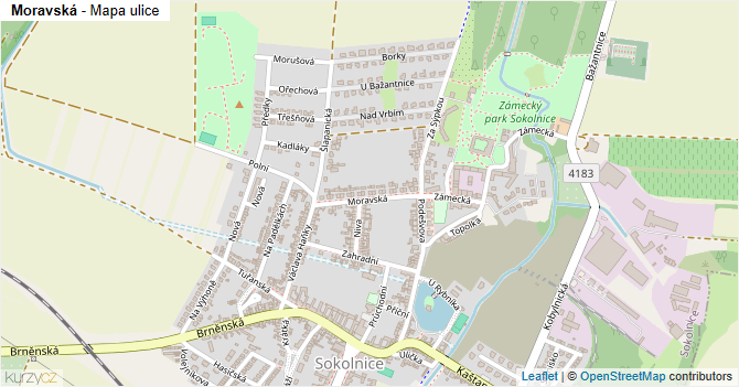 Moravská - mapa ulice