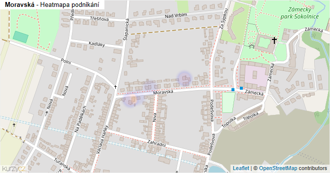 Moravská - mapa podnikání