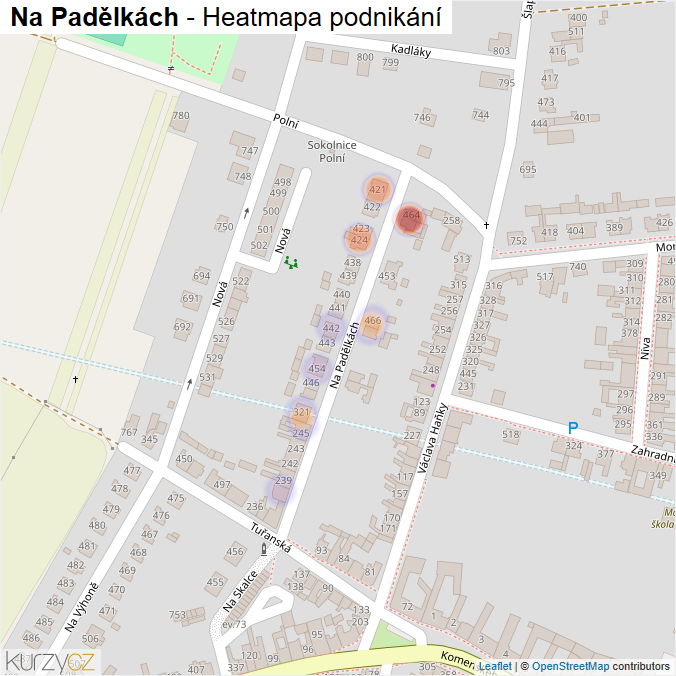 Mapa Na Padělkách - Firmy v ulici.
