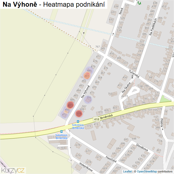 Mapa Na Výhoně - Firmy v ulici.