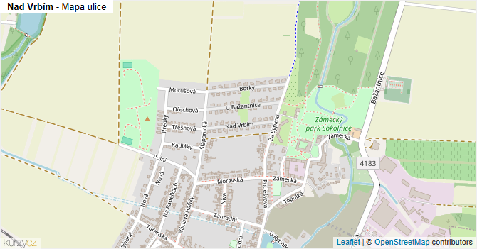 Nad Vrbím - mapa ulice